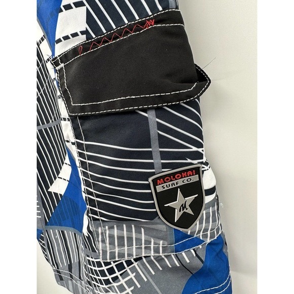 MOLOKAI Surf Co. Board Shorts Lined hook and loop Blue white 40 - Picture 5 of 10